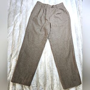 SAVANNAH Wool Straight Leg Women's Size 16 Dark Brown & Beige Hounds Tooth Pants